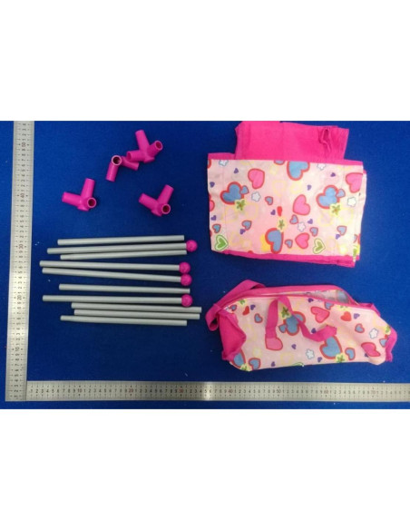 Cuna de Muñeca Reborn JIZHI Plegable Rosa 52x31x31cm