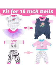 4 Conjuntos de Ropa para Muñecas Bebé ECORELF 14-18 Pulgadas 2