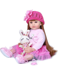 Muñeca Reborn RXDOLL 60cm Vinilo Silicona Suave Rosa 2