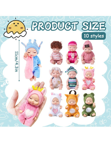10 Mini Muñecas Bebé Realistas Haawooky - 11 cm