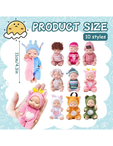 10 Mini Muñecas Bebé Realistas Haawooky - 11 cm