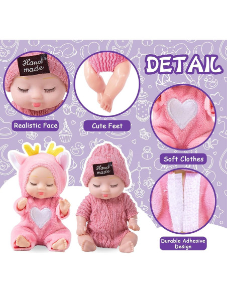 10 Mini Muñecas Bebé Realistas Haawooky - 11 cm