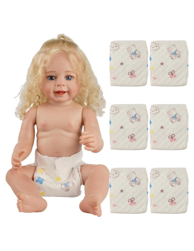 Conjunto de 6 Pañales Reutilizables BABESIDE para Muñecas 43-61 cm