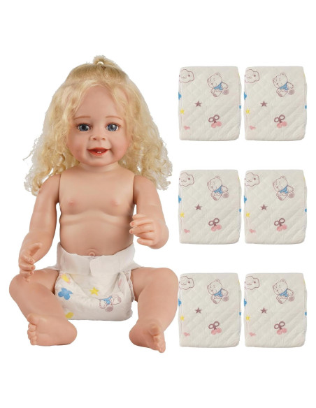 Conjunto de 6 Pañales Reutilizables BABESIDE para Muñecas 43-61 cm