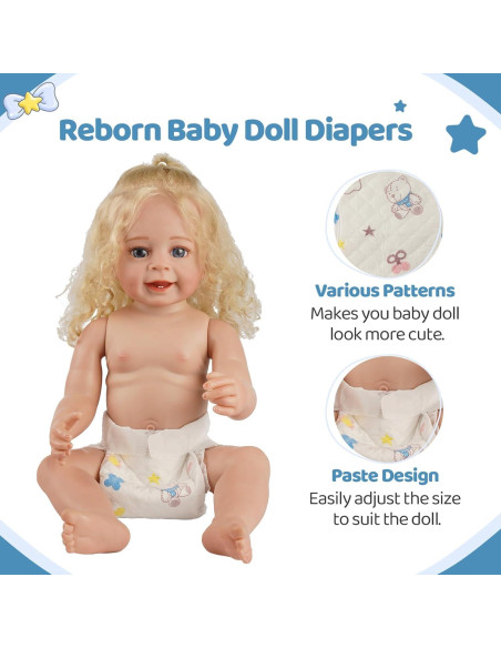 Conjunto de 6 Pañales Reutilizables BABESIDE para Muñecas 43-61 cm