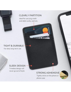 Billetera Adhesiva de Cuero Limvory para Teléfonos - Negro 2