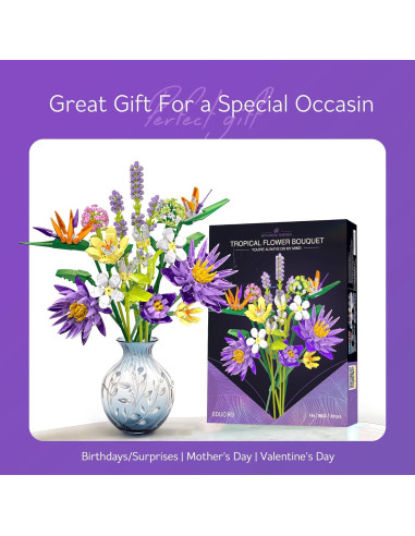 BIGEARN Set de Construcción Ramo de Flores Artificiales 824