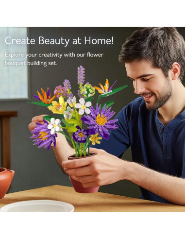 BIGEARN Set de Construcción Ramo de Flores Artificiales 824