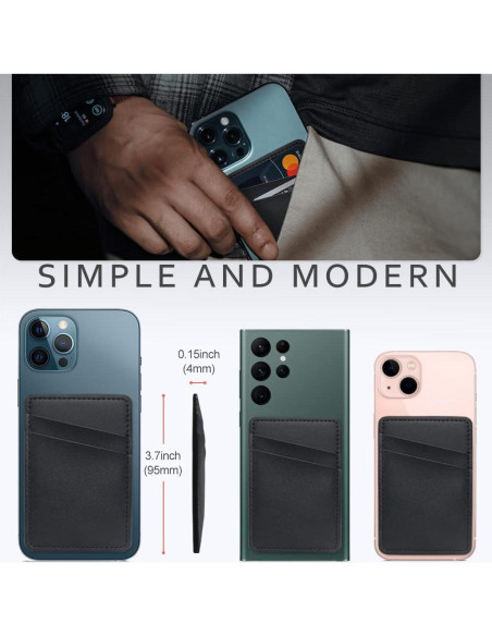 Billetera Adhesiva de Cuero Limvory para Teléfonos - Negro