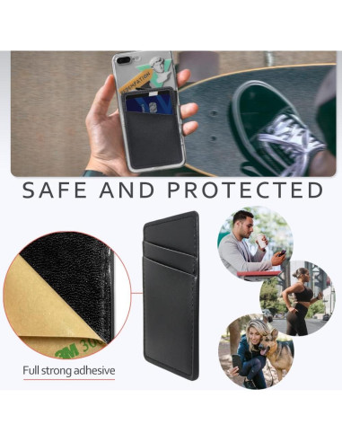 Billetera Adhesiva de Cuero Limvory para Teléfonos - Negro