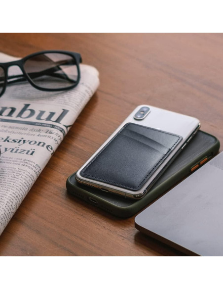 Billetera Adhesiva de Cuero Limvory para Teléfonos - Negro