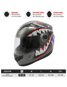 Casco Integral TCT-MOTORPARTS para Niños con Guantes - Tiburón Gris 2