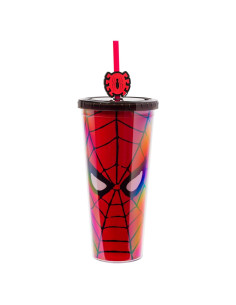 Taza Fría Spider-Man Silver Buffalo 710 ml con Popote y Tapa