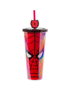 Taza Fría Spider-Man Silver Buffalo 710 ml con Popote y Tapa 2
