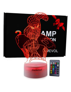Lámpara Nocturna 3D Spiderman LED Control Remoto 7 Colores