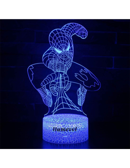 Lámpara Nocturna 3D Spiderman LED Control Remoto 7 Colores