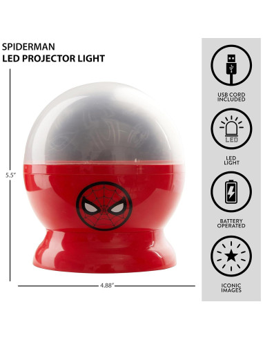 Lámpara Proyector LED Spiderman Idea Nuova 13.97cm Luz Nocturna