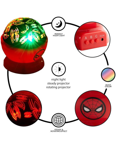 Lámpara Proyector LED Spiderman Idea Nuova 13.97cm Luz Nocturna