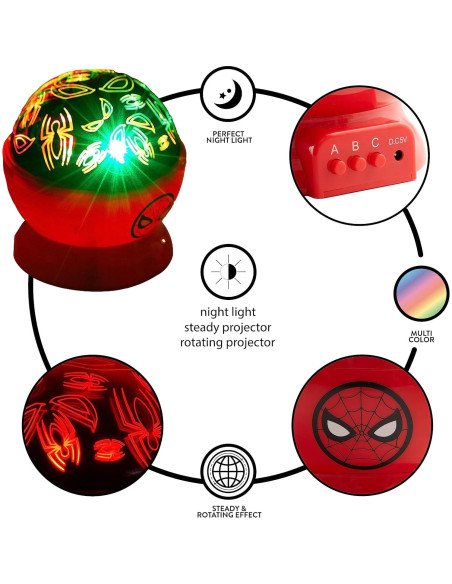 Lámpara Proyector LED Spiderman Idea Nuova 13.97cm Luz Nocturna Lámpara Proyector LED Spiderman Idea Nuova 13.97cm Luz Nocturna