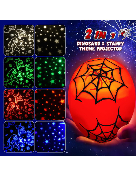 Proyector de Luz Nocturna Webspidee 2-en-1 Dinosaurio y Estrella