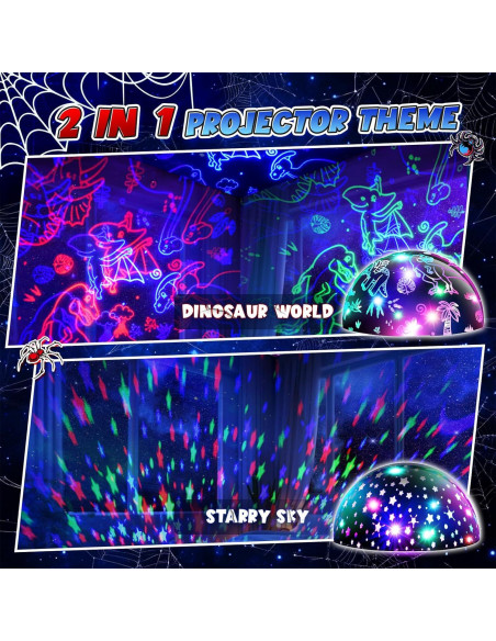 Proyector de Luz Nocturna Webspidee 2-en-1 Dinosaurio y Estrella