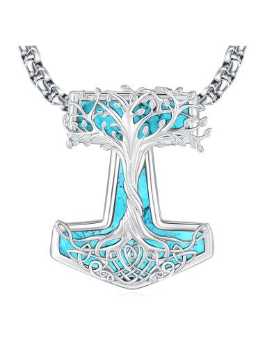 Collar de Pendulo de Plata Esterlina 925 con Turquesa 61 cm