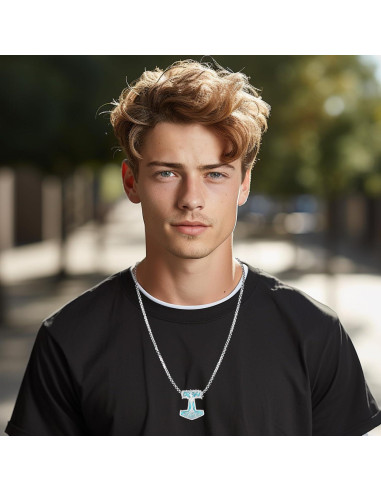 Collar de Pendulo de Plata Esterlina 925 con Turquesa 61 cm