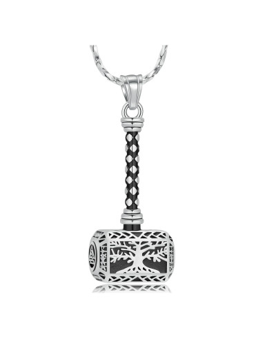Collar Urna de Cenizas Imrsanl Martillo de Thor Plata 3.5x1.8cm