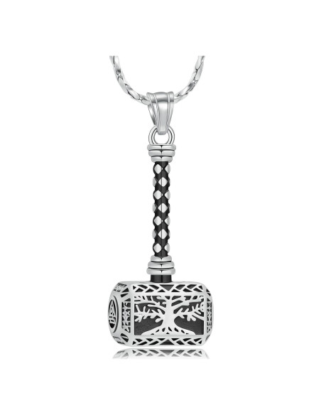 Collar Urna de Cenizas Imrsanl Martillo de Thor Plata 3.5x1.8cm