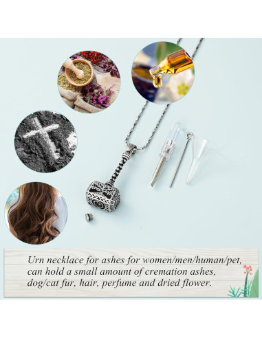 Collar Urna de Cenizas Imrsanl Martillo de Thor Plata 3.5x1.8cm