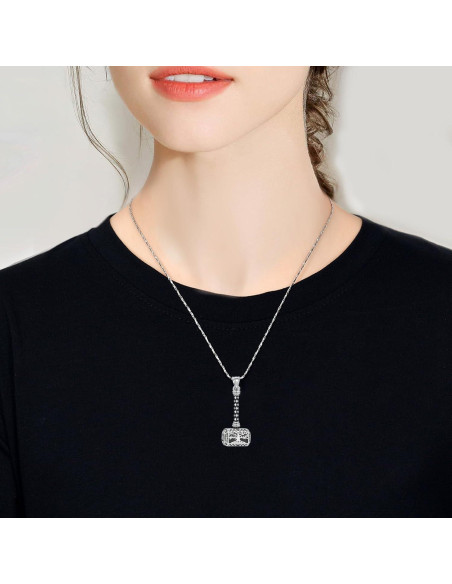 Collar Urna de Cenizas Imrsanl Martillo de Thor Plata 3.5x1.8cm