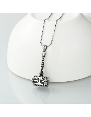Collar Urna de Cenizas Imrsanl Martillo de Thor Plata 3.5x1.8cm
