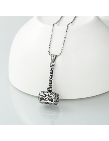 Collar Urna de Cenizas Imrsanl Martillo de Thor Plata 3.5x1.8cm