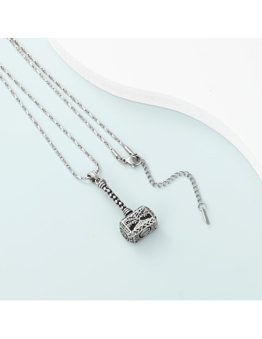 Collar Urna de Cenizas Imrsanl Martillo de Thor Plata 3.5x1.8cm