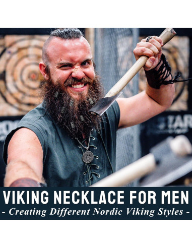 30 Piezas Collar Runas Vikingas Fscwlmon Amuleto Protección 60cm