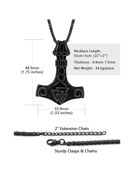 Collar Martillo de Thor Vikingo Joyería Hoyazvet Acero 18K