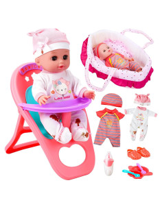 Muñeca CUTE STONE 30 cm con Cuna y Accesorios para Niñas