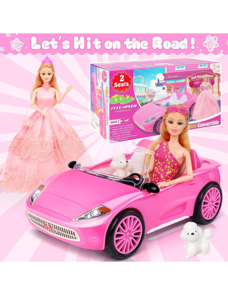 Juego de Muñeca y Coche Convertible Rosa 78 Piezas TDDS9