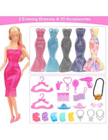 33 Piezas Ropa y Accesorios para Muñecas 29 cm BEABARZA