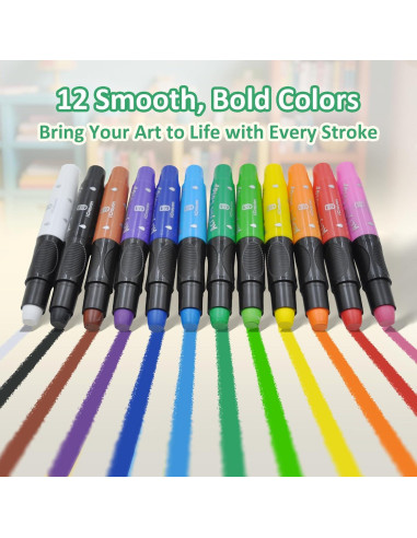 Crayones Retorcidos iCrayon 12 Colores No Tóxicos Lavables