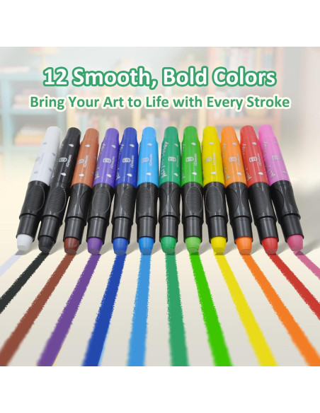 Crayones Retorcidos iCrayon 12 Colores No Tóxicos Lavables