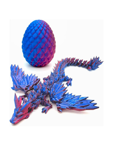Dragón Articulado Impreso en 3D - Huevo Sorpresa Púrpura