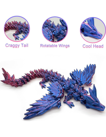 Dragón Articulado Impreso en 3D - Huevo Sorpresa Púrpura