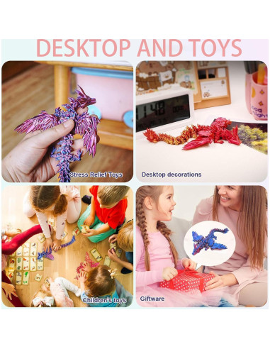 Dragón Articulado Impreso en 3D - Huevo Sorpresa Púrpura