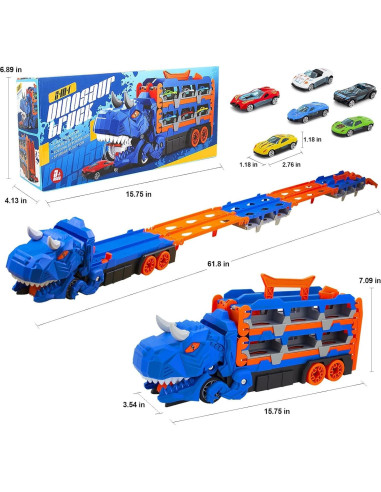 Pista de Carreras Dinosaurios BYFWH con 12 Coches 157.5 cm