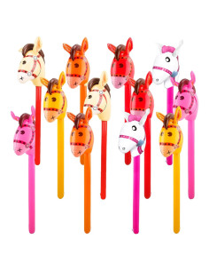 12 Piezas Cabeza de Caballo Inflable Haconba 100 cm Multicolor