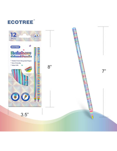 Lápices de Colores Arcoíris ECOTREE - Paquete de 12 Unidades