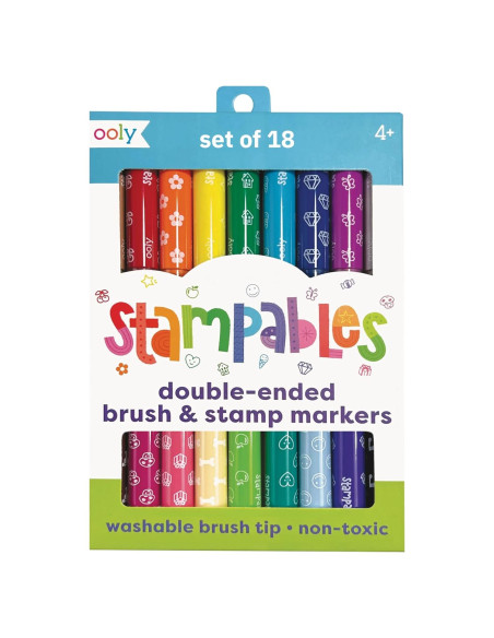 Marcadores de Sello Doble Cara Ooly - 18 Colores Lavables