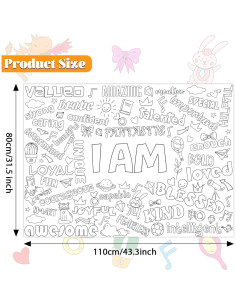 Póster Gigante de Colorear Naozinebi 80x110cm Afirmaciones Positivas 2