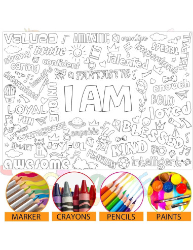 Póster Gigante de Colorear Naozinebi 80x110cm Afirmaciones Positivas